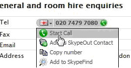 Skype plug-in highlighting phone numbers